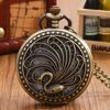 Men's Fashion “Hollow Peacock Opening Screen” Design Quartz Pocket Watch with Necklace, A Gift To Express Love
