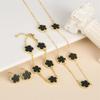 2024 Hot Sale 10 Colors Five-Leaf Flower Set Bracelet Necklace Classic Simple Women Zircon Set Suitable For Daily Party Wear