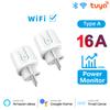 Tuya Wifi Rf433 Eu Smart Socket Plug Outlet 16a Adapter Power Monitor Wireless Remote Control App For Google Home Alexa