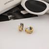 Yori Gold Silver Mix Color Wide Three Layer Earrings for Women 18K Gold Waterproof Plated Versatile Daily Jewelry Bijoux