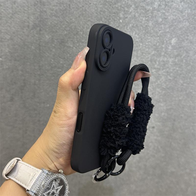 Фланелевый - Чехол для телефона на подкладке со шнурком для iPhone 17 Air 16 15 14 Plus 13 12 11 Pro Max Милый Простой Мягкий Чехол