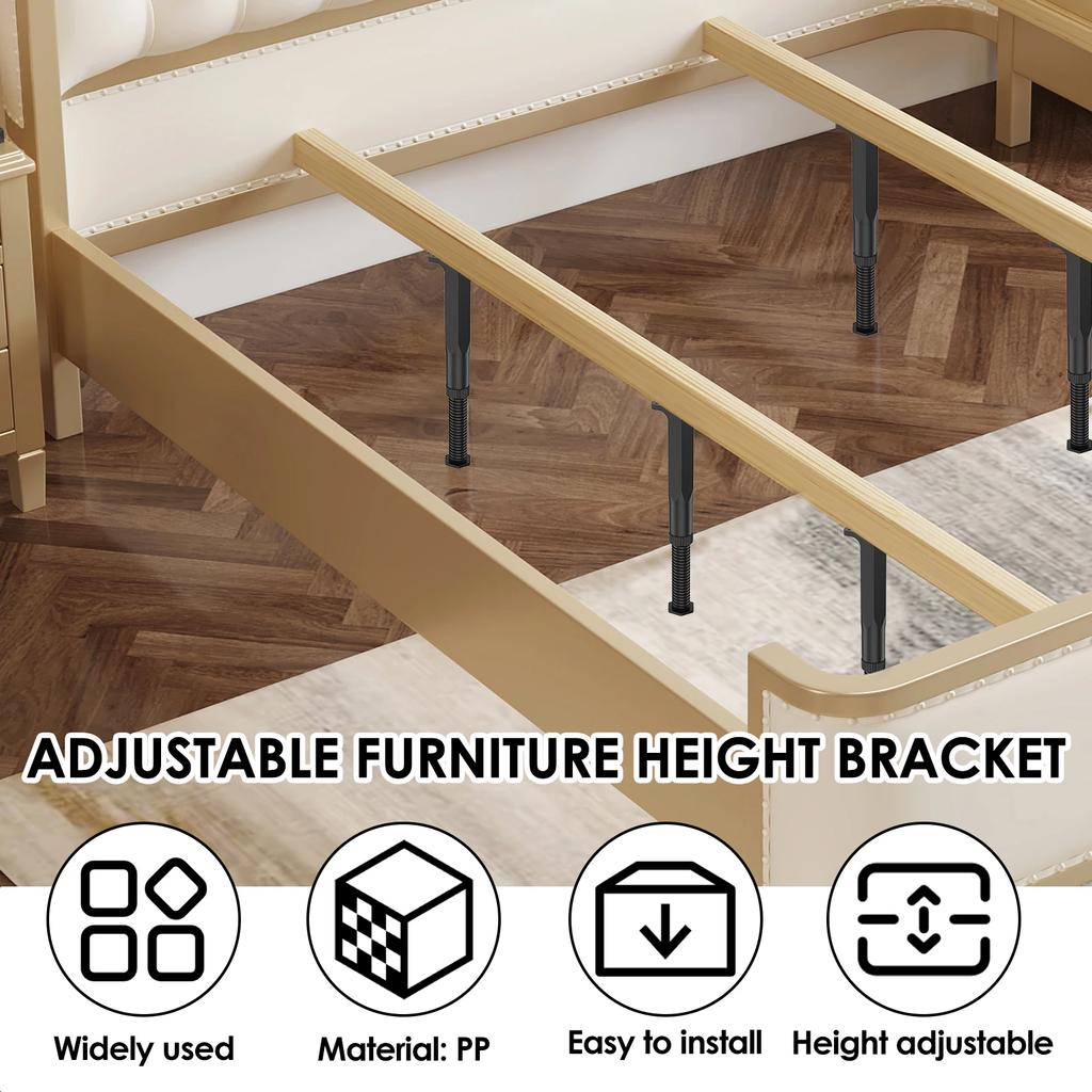 6PCS/Set Adjustable Bed Frame Support Legs Frame Center Slats Durable Furniture Support Legs for Frame Sofa Dresser Table Legs25
