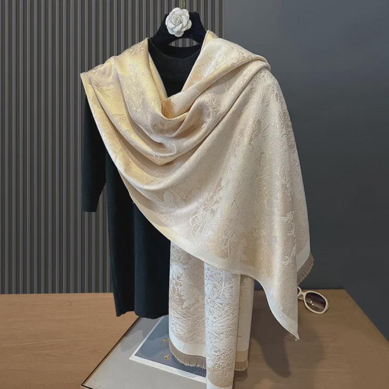 2024 Корейский шарф из хлопка Tencel с имитацией кашемира и бабочки: Двусторонняя шаль для офисов и кондиционируемых помещений.