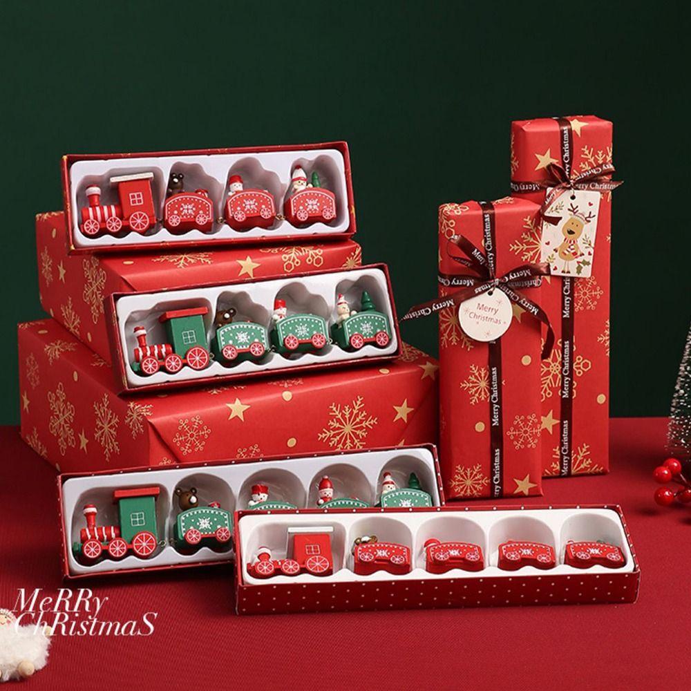 Gift Xmas Party Props Children's Toys Window Ornaments Wooden Train Christmas Ornament Home Decor