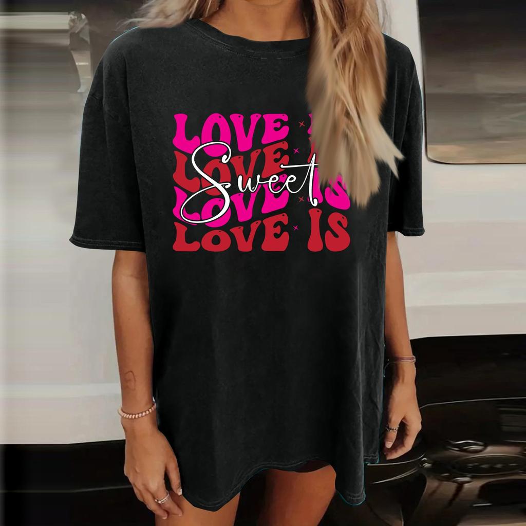 Женский топ с коротким рукавом и принтом «О-образный вырез», классическая футболка унисекс ко Дню святого Валентина