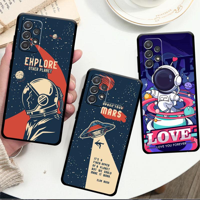 Soft Case For Smaung Galaxy A52 A13 A53 A12 A51 A32 A21s A33 A22 A23 A31 A03 A72 A41 A11 A04 Phone Cover Cartoon Cool Astronaut