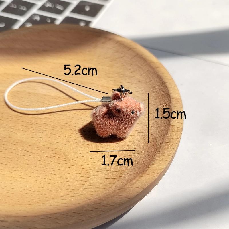Resin Flocking Cute Mini Pig Keychains For Friend Gift Fluffy Lovely Boar Animal Pet Pendant Bag Earphone Case Phone Lanyard