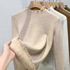 Women's Autumn and Winter Half-high Neck Knitted Thickening Bottom Warm Inner Wooden Ear Edge Tops