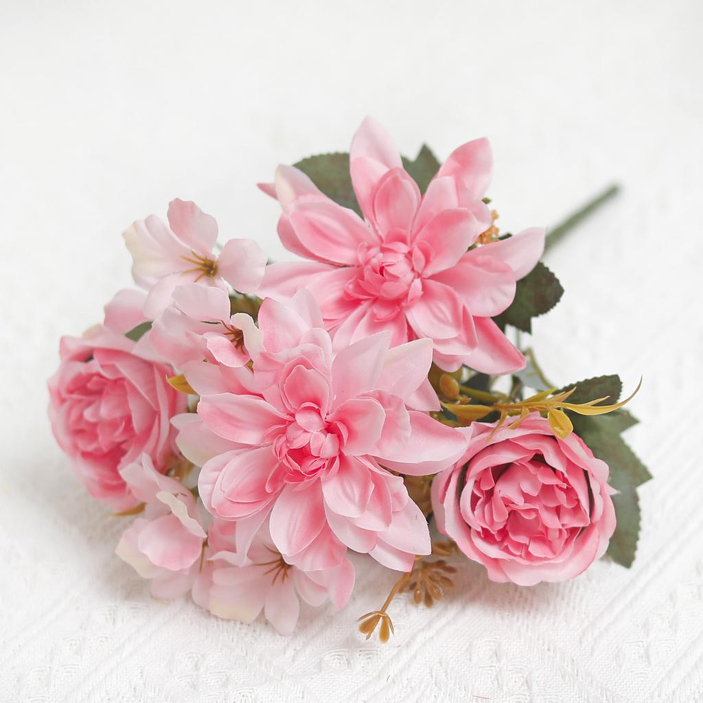 Peony Silk Artificial Flowers High Quality Home Living Room Wedding Bride Bouquet Party DIY Gift Dahlia Fake Flower Decoration