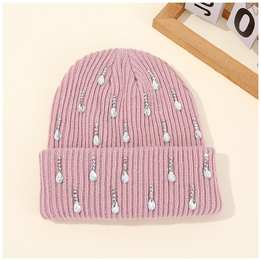 Head Wear Pearl Embellished Knit Beanie Double-Layer Warm Stylish Outdoor Streetwear Beanie Y2K Unisex Cap Hat for Men Women