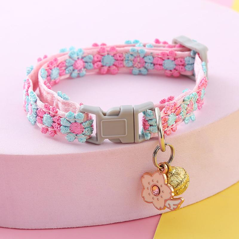 Cute Lovely Sweet Pet Collar Necklace Dog Cat Collar With Bell Pendant Adjustable Small Medium Dogs Puppy Safety Buckle Pet Supplies