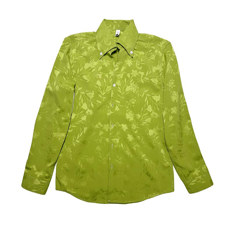 Elegant Print Shirts For Men High Quality Korean Luxury Clothing Fashion Slim Fit Casual Men's Social Shirt Dress V Neck Tuxedo