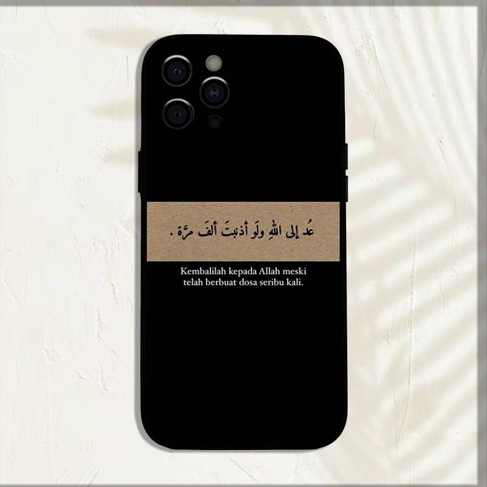 Арабские цитаты из Корана Исламский чехол для телефона для iPhone 16,15,14,13,12,11,Pro,X,XS,Max,XR,Plus,Mini Мягкий черный чехол