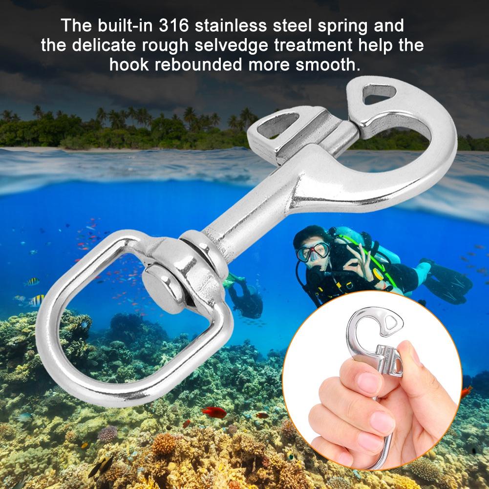 95mm 316 Stainless Steel Hook Swivel Snap Bolt Kit Scuba Diving Accessory