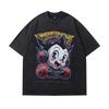 Американский Ретро 250 г Чистый Хлопок Футболка с Длинным Рукавом Ранняя Осень Мультяшный Принт Винтажный Свитер-Пуловер Для Мужчин и Женщин