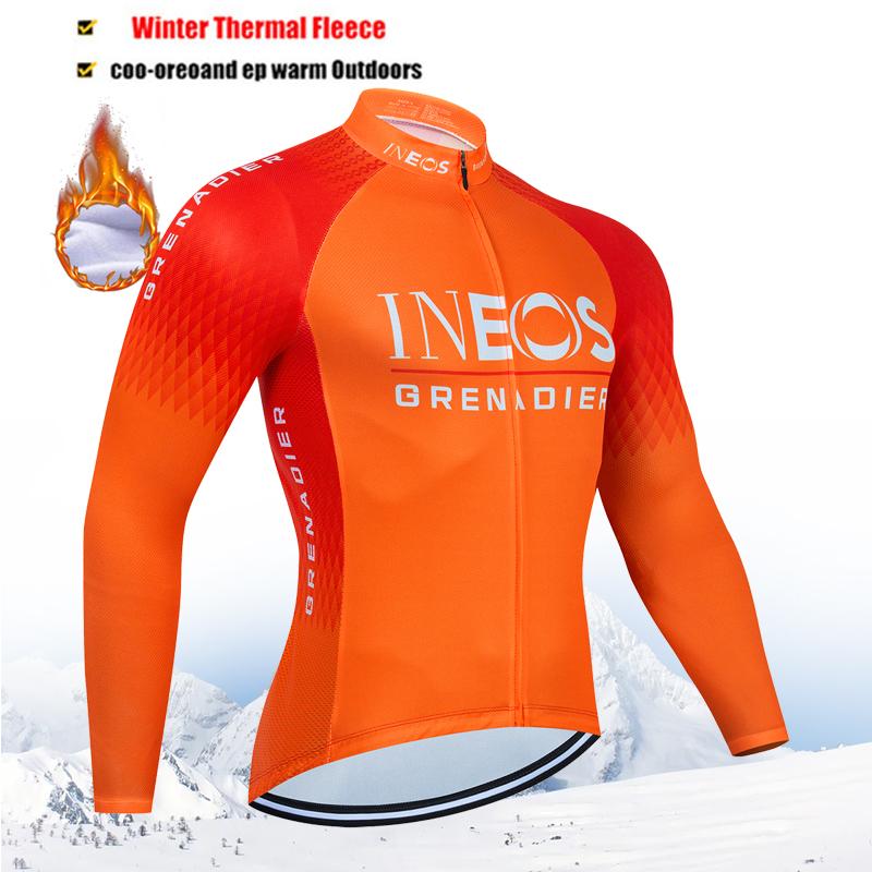 Winter Thermal Fleece Cycling Jersey Top MTB Bike Outdoor Men's Bicycle Clothing Long Sleeve Shirt Uniform
