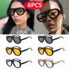 6pcs Minimalist Style Glasses Fashion Oval Sun Glasses Women Large Frame Retro Sunglasses Sets UV Resistant Female Unisex