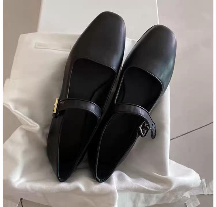 Кожаные ретро туфли Мэри Джейн с квадратным носком, ремешком на одной пряжке, универсальные балетки на плоской подошве, женская обувь, весенние балетки