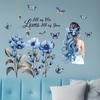 Цветочные Наклейки на Стену с Бабочками, Наклейки, Настенная Роспись для Девочки, Декор, ПВХ Обои, Самоклеящиеся для