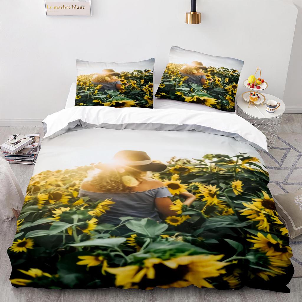 Желтые подсолнухи Пододеяльник размера King Queen Красивый цветочный постельный комплект для детей, девочек, женщин. Девичий, милый, с цветами, мягкий пододеяльник.