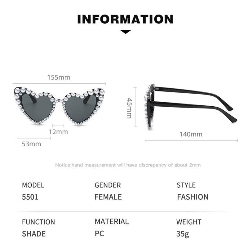 New In Luxury Fine Shimmering Love Pearl Sun Glasses Women Heart Glasses Casual Bling Sunglasses Lentes  Mujer