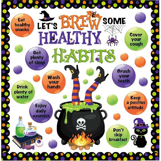 Pasimy Halloween Bulletin Board Decorations Set Halloween Theme Classroom Decor Spider Bat Ghost Pumpkin Cutouts with Borders for Home School Party