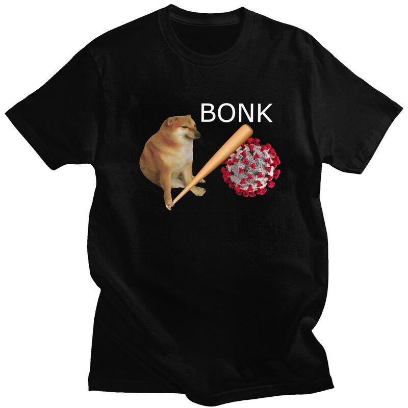 Модные футболки Cheems Virums Bonk на заказ для мужчин, футболка с мемом про собаку Сиба-ину, уличная футболка, футболки из чистого хлопка, приталенные, подарок - ...
