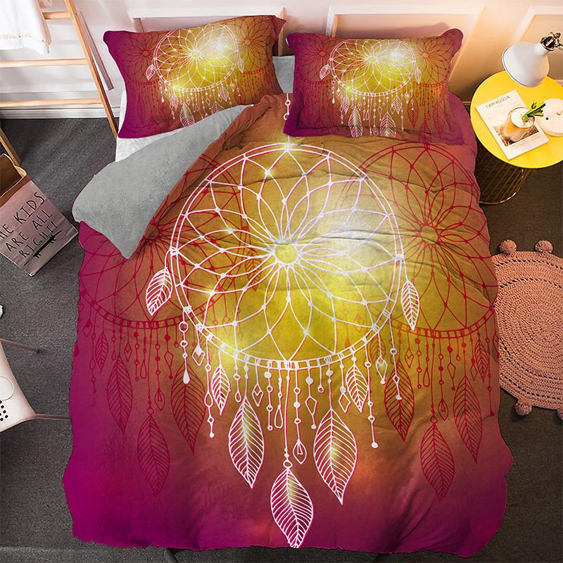 Dreamcatcher Duvet Cover Set Psychedelic Bohemian 3D Print King Queen Polyester Comforter Cover for Kids Boys Girls Bedding Set