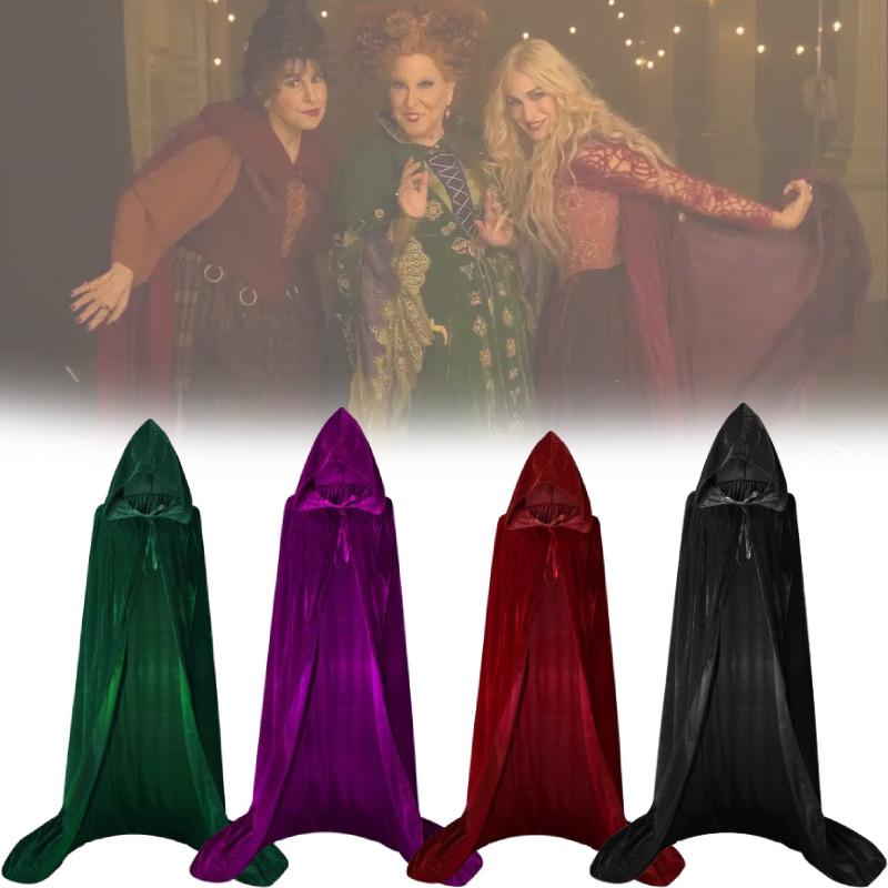 Hood Cosplay Cloak Medieval Long Cape Halloween Party Women Men Adult Long Mage