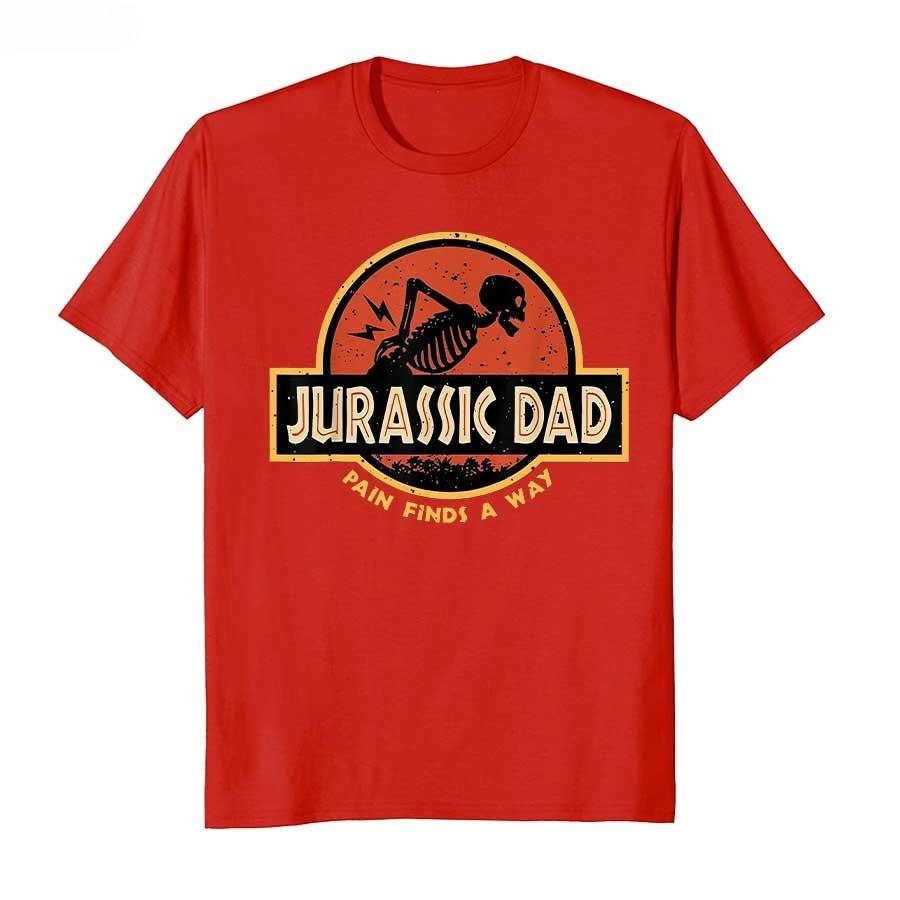 2026 Hot Sale Jurassic Dad Pain Finds A Way Funny Sarcastic Skeleton T-shirt for Men Women Cotton T Shirts Casual Loose Short Sleeve Tops Tee