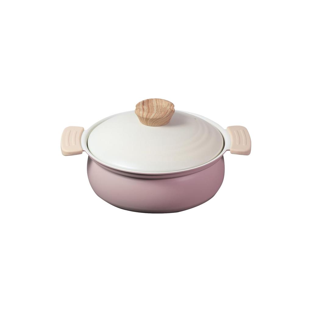 PEARL METAL Настольная индукционная керамическая плита для натуральной готовки Pure Pot, кастрюля, 18 см, совместимая, обработка, 1-2 человека, розовая, HB-6971