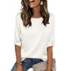 Women's Color Cotton And Linen Camisole Loose Inner 3/4 Sleeve Versatile Bottoming Top