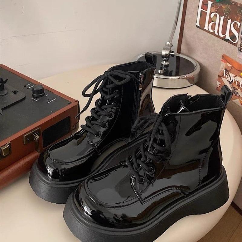 Новые ботинки Martin на толстой подошве из лакированной кожи с короткими перекрещивающимися ремешками, повседневные универсальные кожаные ботинки, удобные и мягкие подошвы