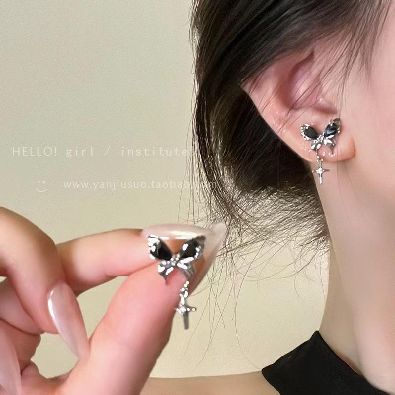 Popular Pearl Butterfly Earrings Women's Premium Sense Niche Light Luxury Silver Needle Earrings Ear Jewelry