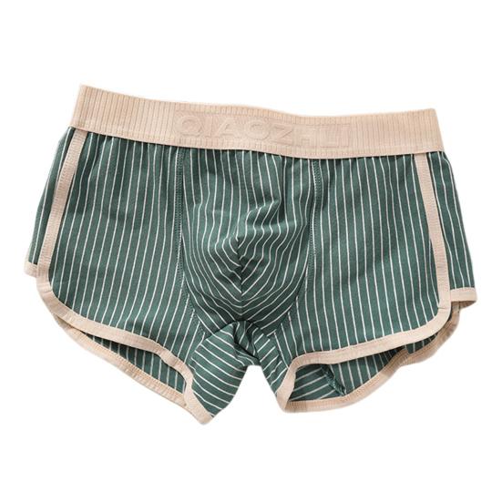 Men Boxer Briefs Mid-rise Elastic Waistband Shorts Underwear Striped Print Patchwork Color U-Convex Panties