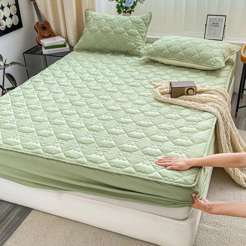 Class A Soy Quilted Adjustable Fitted Sheet Raw Cotton Fabric,Mattress Protector Cover,Bed Sheet With Elastic Band 160x200