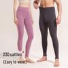 Теплые женские леггинсы с высокой талией и двухсторонним начесом — большие размеры, облегающие, утолщенные, на осень