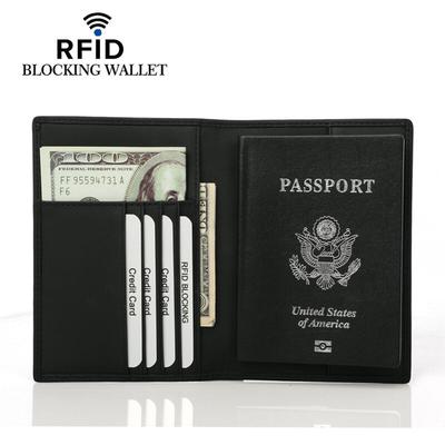 Кожаный зажим для паспорта Новый RFID Верхний слой кожи Мужская и женская сумка для хранения посадочных талонов и паспорта Защитный чехол