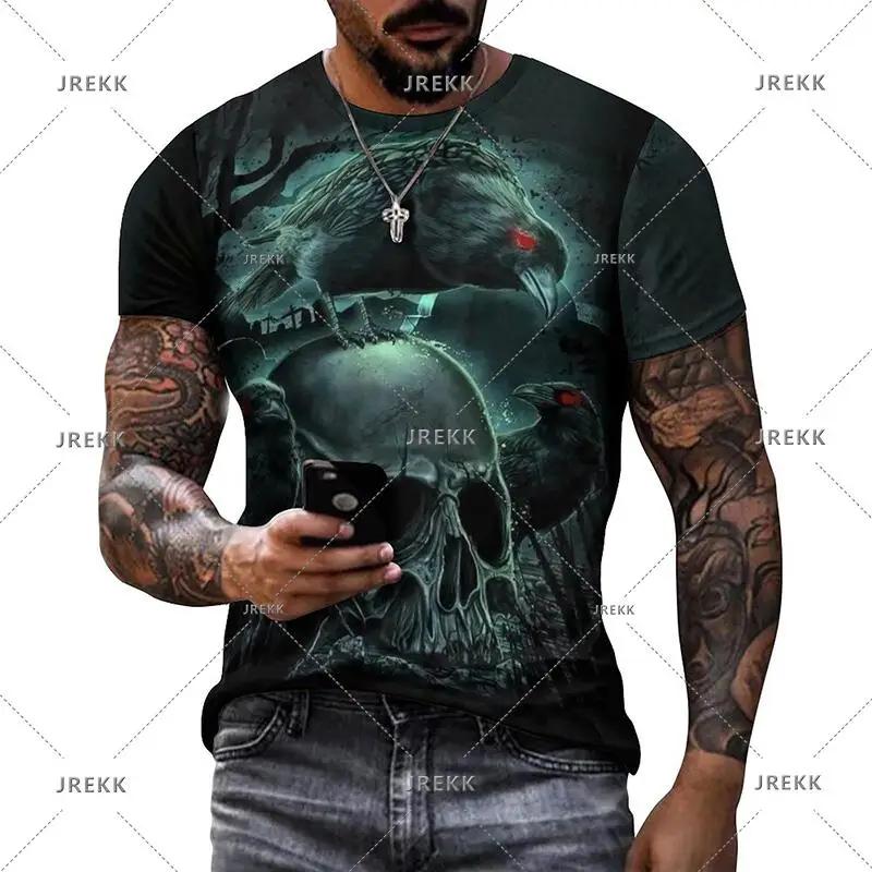 Punk Crow 3D Printed T-Shirt Dark Mighty Raven T Shirt For Men Casual Streetwear Women Tees Casual Birds Graphic Oversized Tops