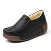 Fashion Women Platform Shoes PU Leather Wedge Heels Waterproof Loafers Non-slip Casual Walking Shoes Slip-on Mother Shoes