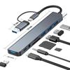 USB C Хаб USB Разветвитель 8 в 1 USB Удлинитель с 4 USB портами 1 портом USB-C Картридер TF/SD Аудиовыход Совместим с Macbook