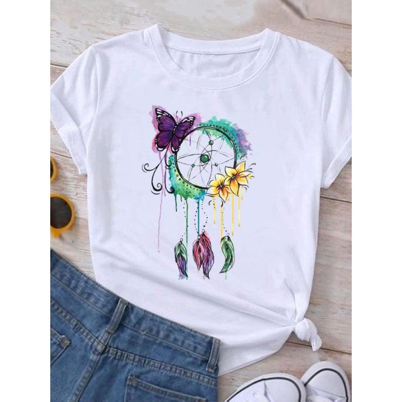 Летняя женская печатная рубашка Reading Time белого цвета больших размеров, женская футболка с короткими рукавами из чистого хлопка, женская