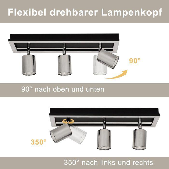 Spot de plafond - NETTLIFE - Spot LED 3 flammes - GU10 - Orientable - 42 cm
