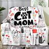 VIKAMA Cat Mom Blanket Just A Girl Who Loves Cats Blanket Gift For Animal Lovers Soft Flannel Pet-Patterned Blanket