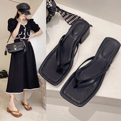 Летние женские квадратные туфли на высоком каблуке, шлепанцы, мюли, милые женские тапочки с открытым носком, женская обувь, резиновые сексуальные шлепанцы, шлепанцы