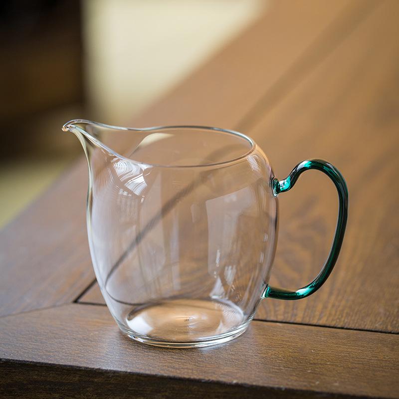 Японская утолщенная прозрачная чашка Гун Дао: Стеклянный кувшин для подачи с боковой ручкой для чая кунг-фу