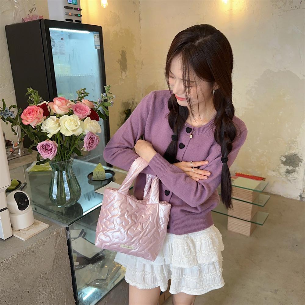 49221 Стеганая симпатичная маленькая квадратная сумка для завтрака и покупок