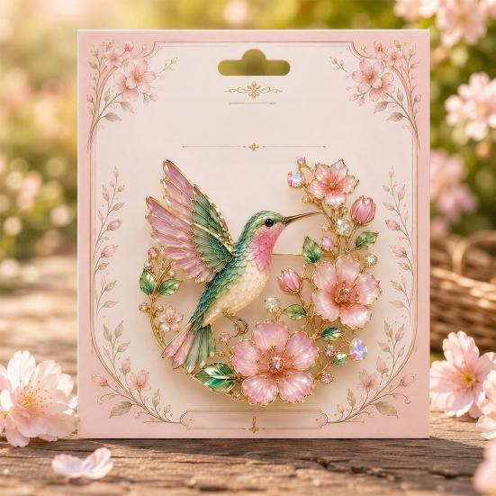Булавка-брошь, Зажим-булавка с дизайном "Колибри и цветок", Значок яркого цвета с эмалью и металлической застежкой, Брошь в винтажном стиле для пальто, шарфа, рубашки, Подарок