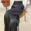 Summer Autumn Women's Pants Loose Classic Black Straight High Waist Casual Korean Silk Satin Wide Leg Trousers for Women