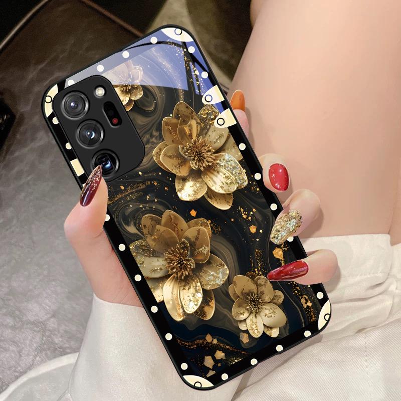 Коробка Розовые Цветы Для Samsung Galaxy Note 8 9 10 PRO 20 Ultra A01 02 03 Core 04E 4G 12 13 5G Чехол для телефона из закаленного стекла